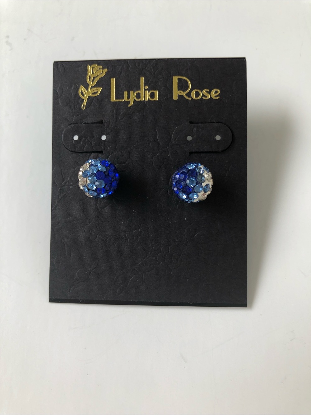 Lydia Rose Blue Crystal Button Earrings